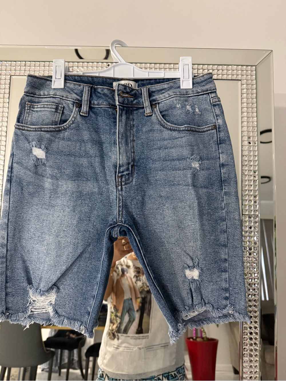 Just Black Distressed Blue Jean Bermuda Shorts